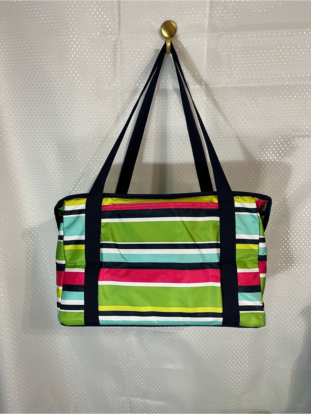 Thirty-One Large Utility Tote in Striped Pop Pattern
